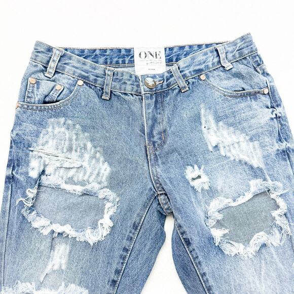 One by One Teaspon Thrashed Free Birds Low Waist Denim Jeans Size 25 - Picture 5 of 11